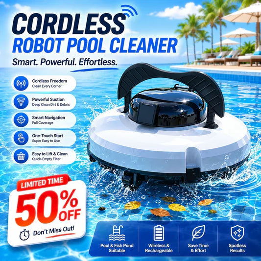 🥳2026 HOT SALE🥳💞50K+ SOLD!🌊🤖 50% OFF! Cordless Pool Cleaning Robot – Smart navigation, powerful suction & one‑touch start. Easy‑empty filter basket. Your sparkling pool awaits! ✨🏊