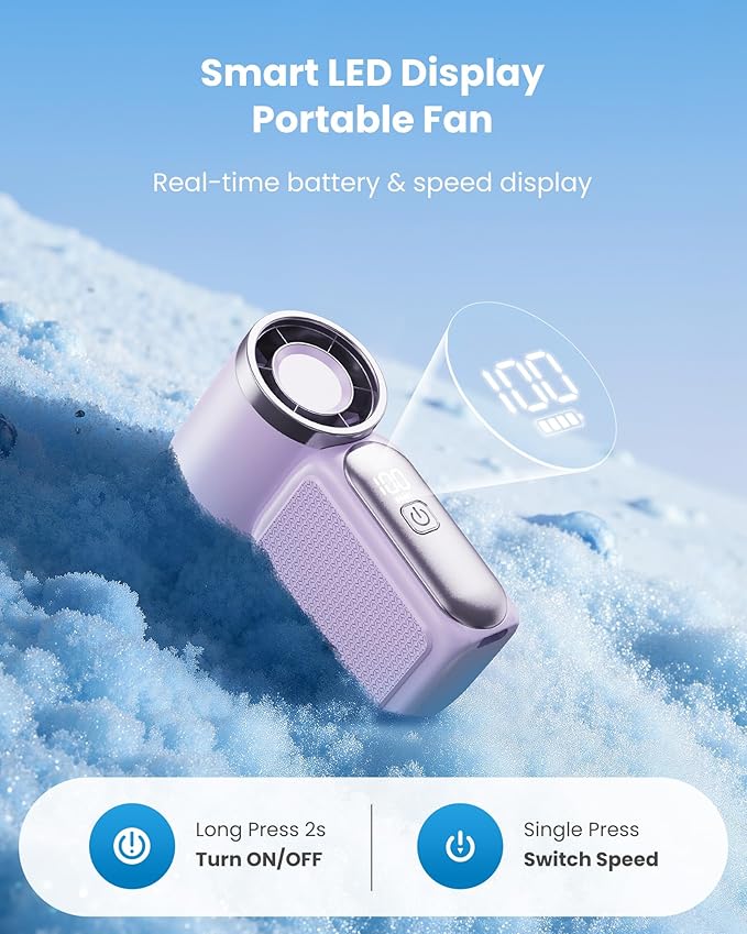 🥳2026 HOT SALE🥳💨❄️ 50% OFF! Turbo Handheld Fan – 16900 RPM, 6 speeds, LED display.  🌬️✨