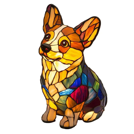 Color-Blocking Puppy Statue LED Table Lamp