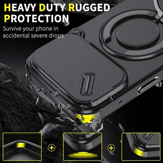 🔥50％ Off ＆Hot Sale🔥Magnetic Phone Case with Ring Stand For iPhone.airbag military protection