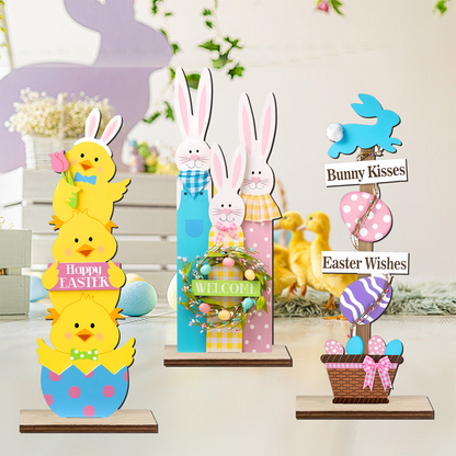 💥50% Off ✨Stacked Bunny Easter Wooden Table Decor 🐰 Hop Into The Easter Spirit! 🌸