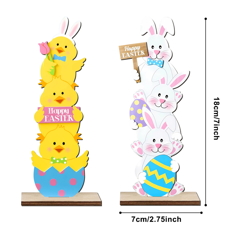 💥50% Off ✨Stacked Bunny Easter Wooden Table Decor 🐰 Hop Into The Easter Spirit! 🌸