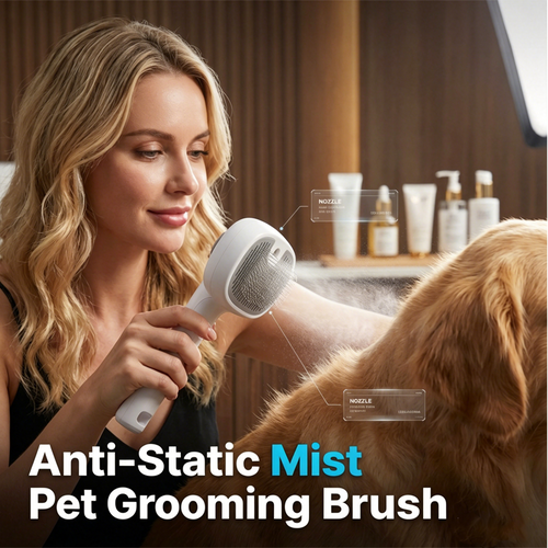 ⏰🔥LIMITED TIME 50% OFF! 🐾 Pet Grooming Brush with Electronic Mist Spray