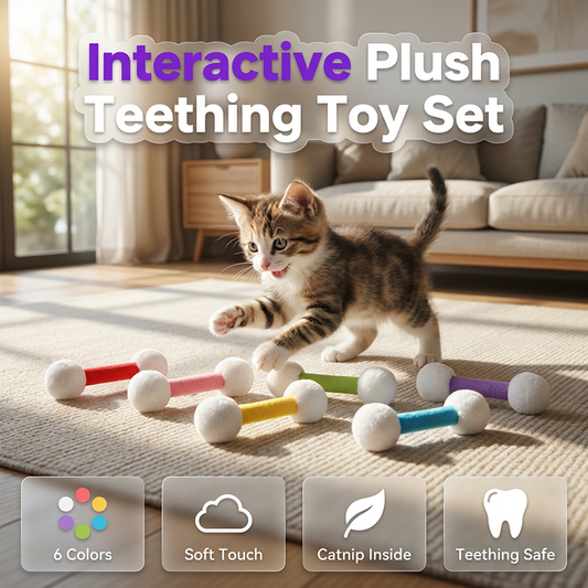 Plush Dumbbell-Shaped Teething Toy for Cats and Dogs