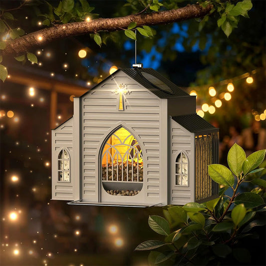 A Shelter for the Birds🏠Church-Shaped Solar-Powered Bird Feeder