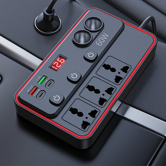 🚗 Multifunctional Car Charger with AC Outlets & USB 🔌