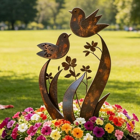 ⏳Time-Limited Special⏰Rustic Bird & Flower Metal Garden Stake