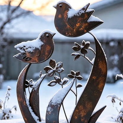 ⏳Time-Limited Special⏰Rustic Bird & Flower Metal Garden Stake