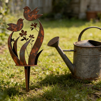 ⏳Time-Limited Special⏰Rustic Bird & Flower Metal Garden Stake