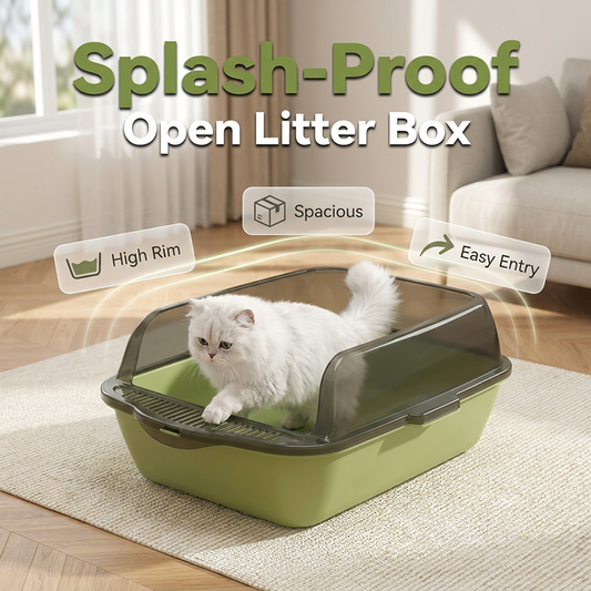 Semi-Enclosed Plastic Litter Box with Splash Guard