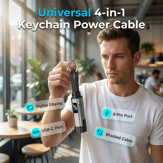 🔥Limited Time SALE 50% OFF🔥4-in-1 Digital Display Keychain Charging Cable