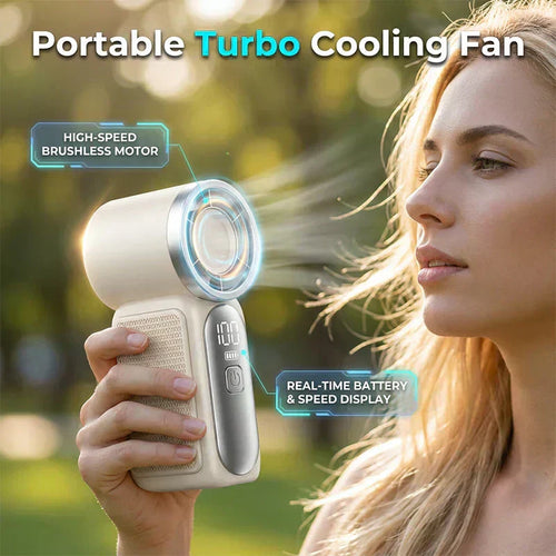 🥳2026 HOT SALE🥳💨❄️ 50% OFF! Turbo Handheld Fan – 16900 RPM, 6 speeds, LED display.  🌬️✨