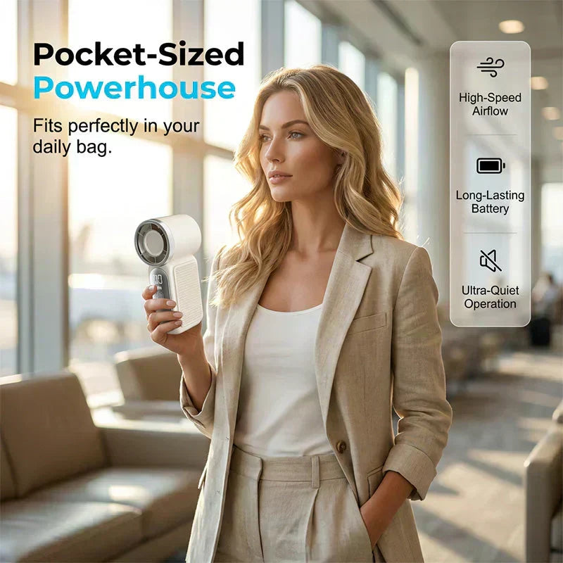 🥳2026 HOT SALE🥳💨❄️ 50% OFF! Turbo Handheld Fan – 16900 RPM, 6 speeds, LED display.  🌬️✨